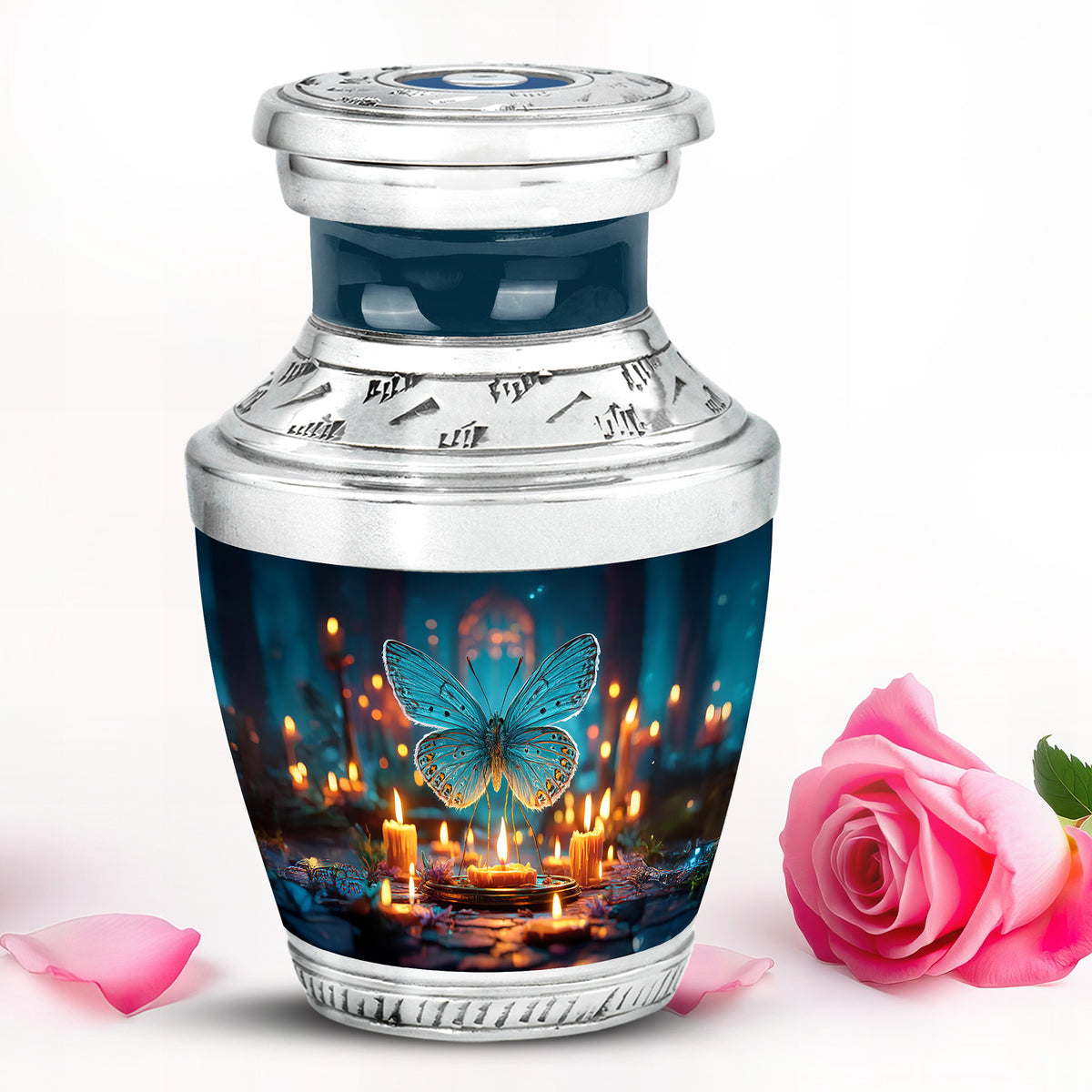 Blue Butterfly Cremation Urns - Glorious Celebration 10-inch, 200 cu in - Karyliz