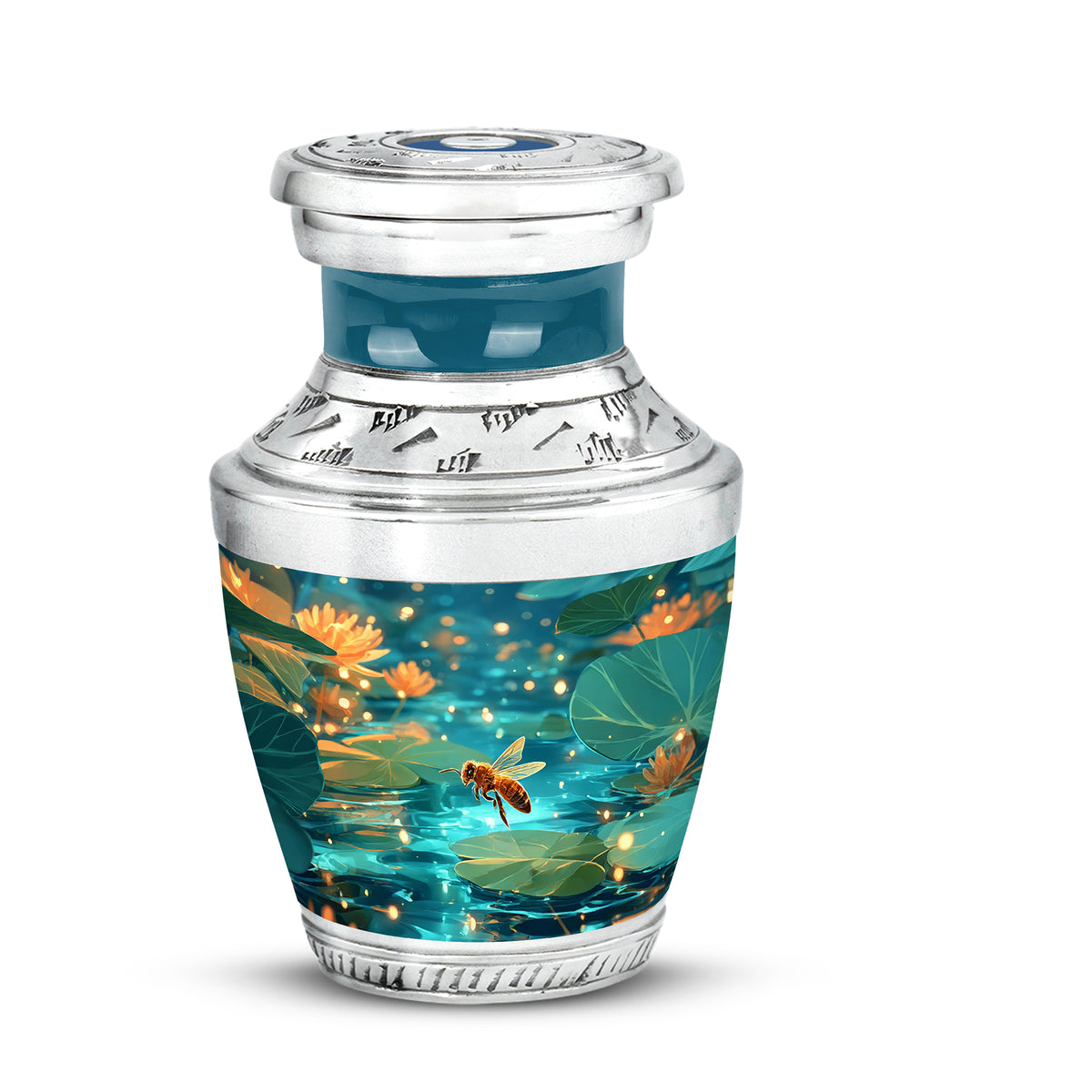 Personalized Teal Bee Cremation Urns for Ashes - Enchanting 10-inch - Karyliz