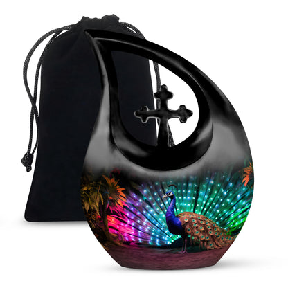 Peacock Bird Memorial Theme Urn - Beautiful Funeral Urn For Human Ashes