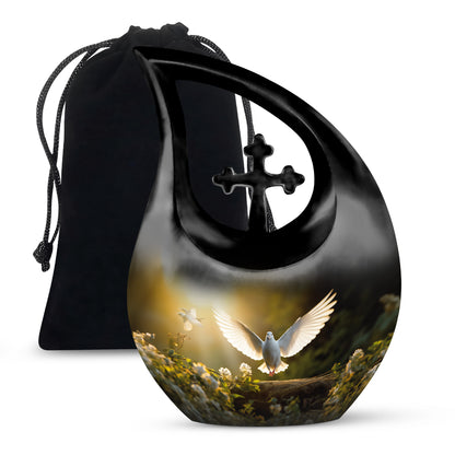 Dove Bird Tribute Cremation Urn - Aluminium Memorial Urn For Burial
