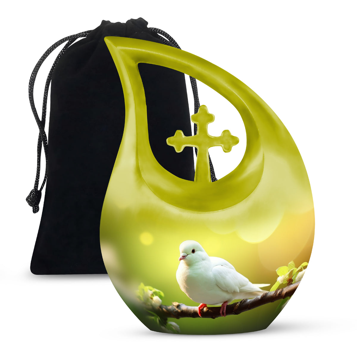 White Dove Funeral Urn - Aluminium Memorial Urn For Human Ashes