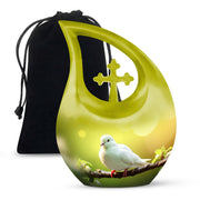 White Dove Funeral Urn - Aluminium Memorial Urn For Human Ashes