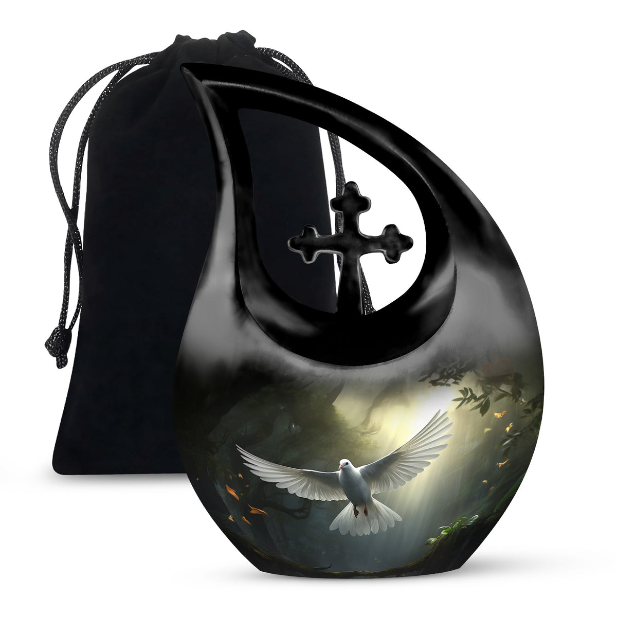 Mystical White Dove Cremation Urn - Forest Memorial Urn For Human Ashes