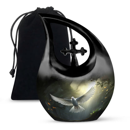 Mystical White Dove Cremation Urn - Forest Memorial Urn For Human Ashes