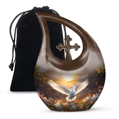 Floral Dove Memorial Urn For Ashes - Elegant Funeral Urn For Adult Ashes