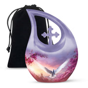 Cherry Blossom Dove Memorial Urn - Purple Aluminum Urn For Burial