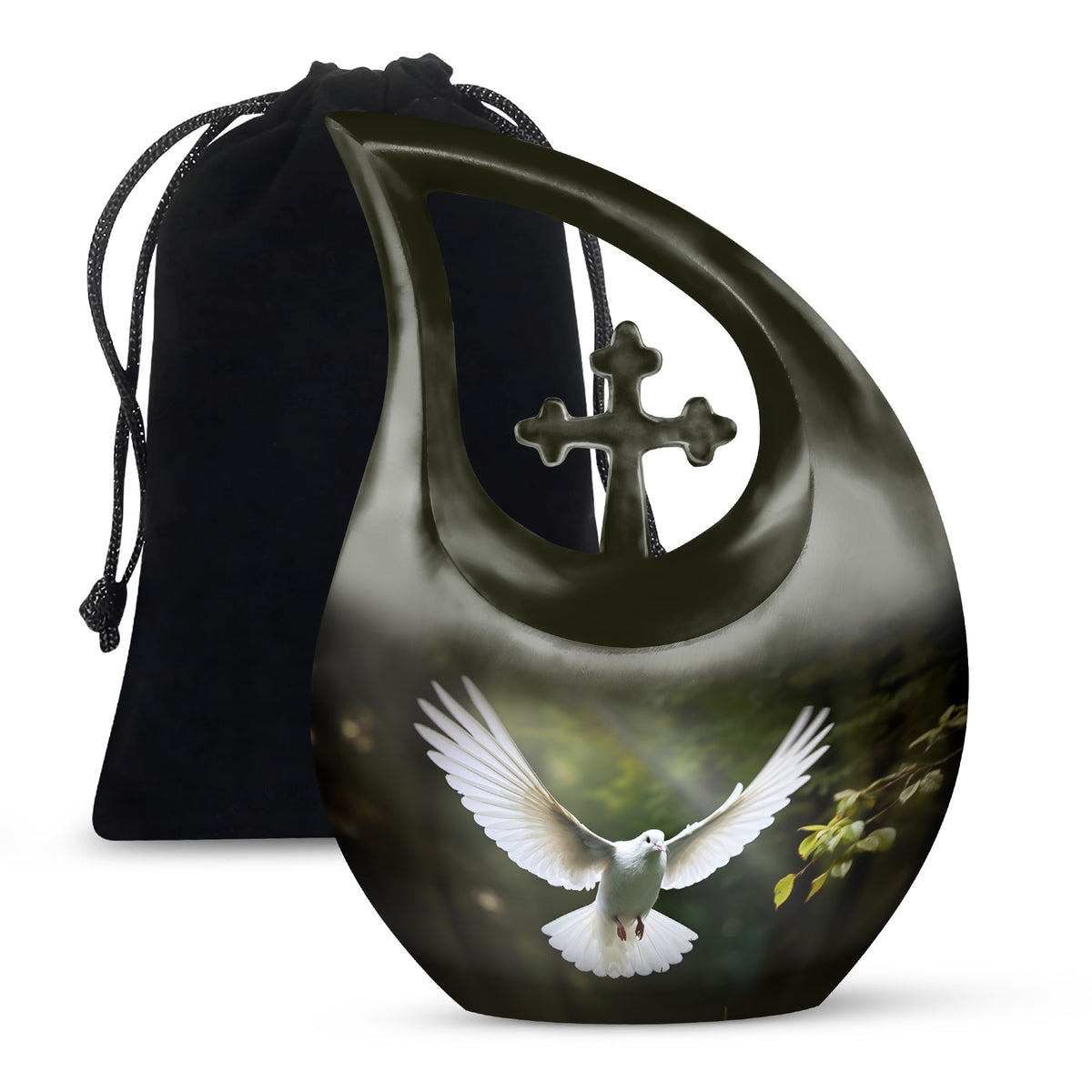 Flying Dove Theme Funeral Urn - Aluminium Large Urn For Male