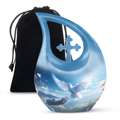 Spiritual White Dove Cremation Urn - Scenic Nature Memorial Urn For Burial