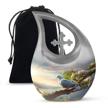 Dove Theme Funeral Urn - Aluminum Urn For Loved Ones