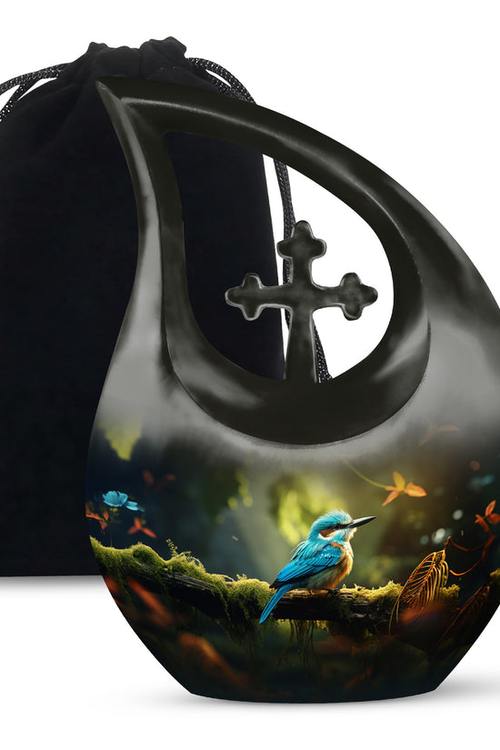 Peaceful Blue Bird Funeral Urn - Sparrow Memorial Urn For Loved Ones