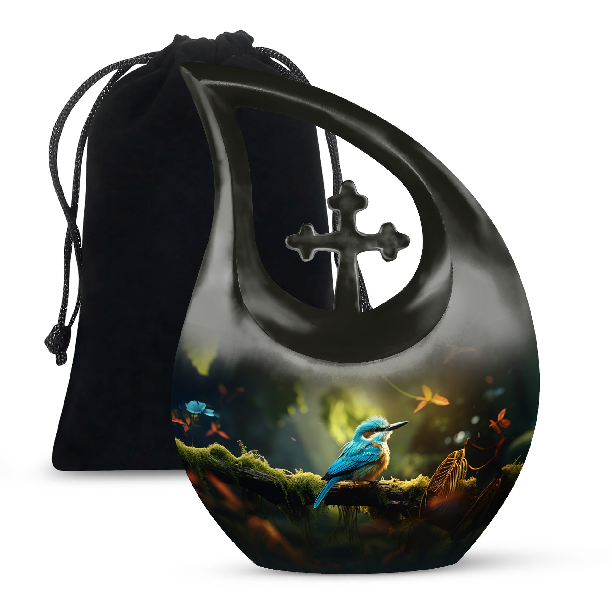 Peaceful Blue Bird Funeral Urn - Sparrow Memorial Urn For Loved Ones