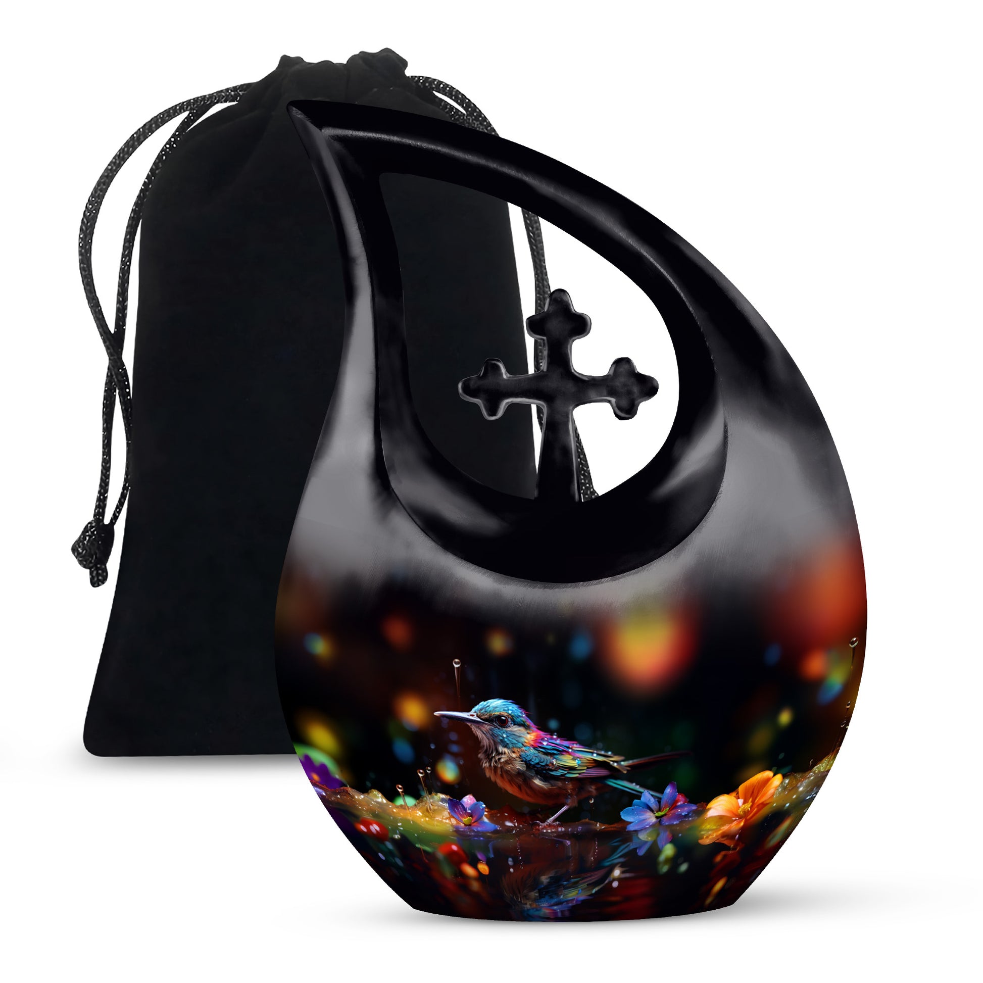 Colorful Sparrow Cremation Urn - Artistic Memorial Urn For Adult Ashes