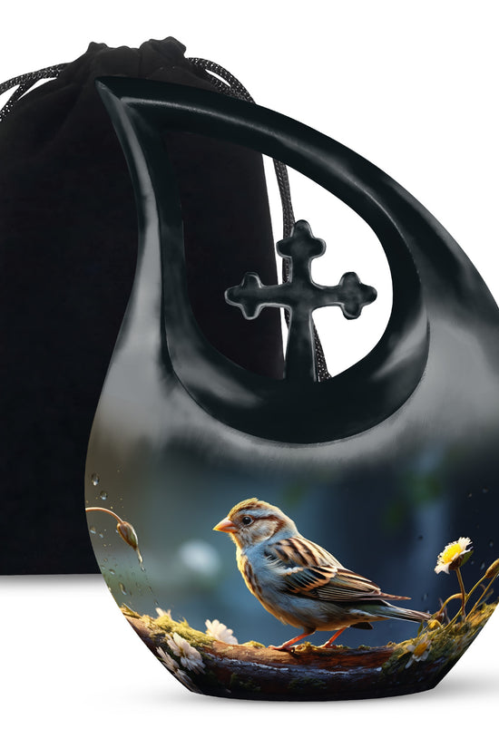 Rustic Sparrow Bird Funeral Urn For Ashes – Memorial Cremation Urn