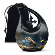 Rustic Sparrow Bird Funeral Urn For Ashes – Memorial Cremation Urn