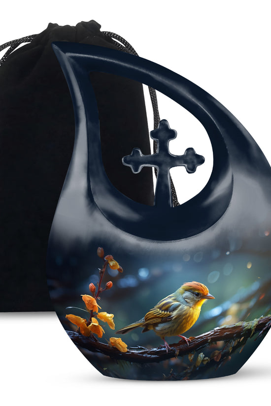 Elegant Sparrow Bird Memorial Urn - Aluminium Ashes Urn For Adults Ashes
