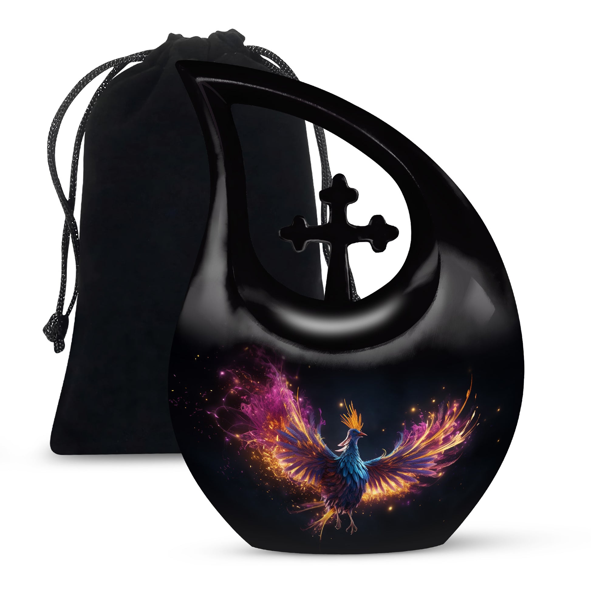 Colourful Phoenix Cremation Urn - Large Aluminum Urn For Ashes