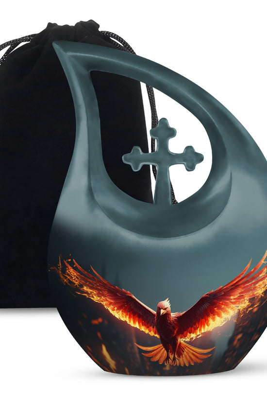 Burning Phoenix Memorial Urn - Unique Fantasy Urn For Male