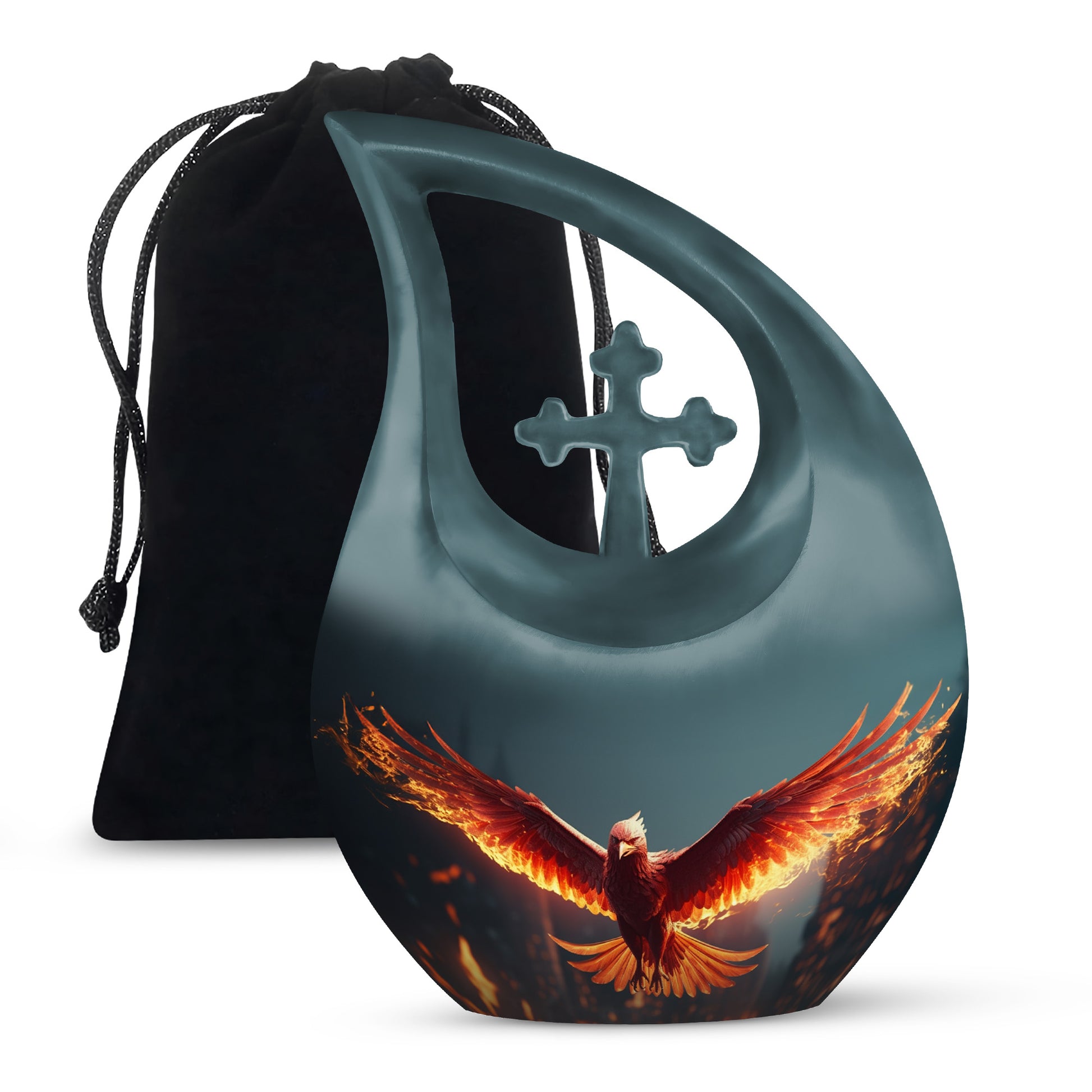 Burning Phoenix Memorial Urn - Unique Fantasy Urn For Male