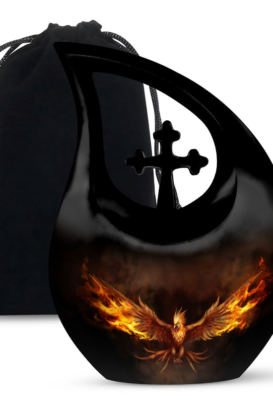 Phoenix Cremation Urn - Black Aluminium Urn For Adult Ashes