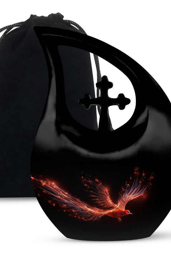 Red Phoenix Ashes Urn - Large Adult Memorial Urn For Loved One