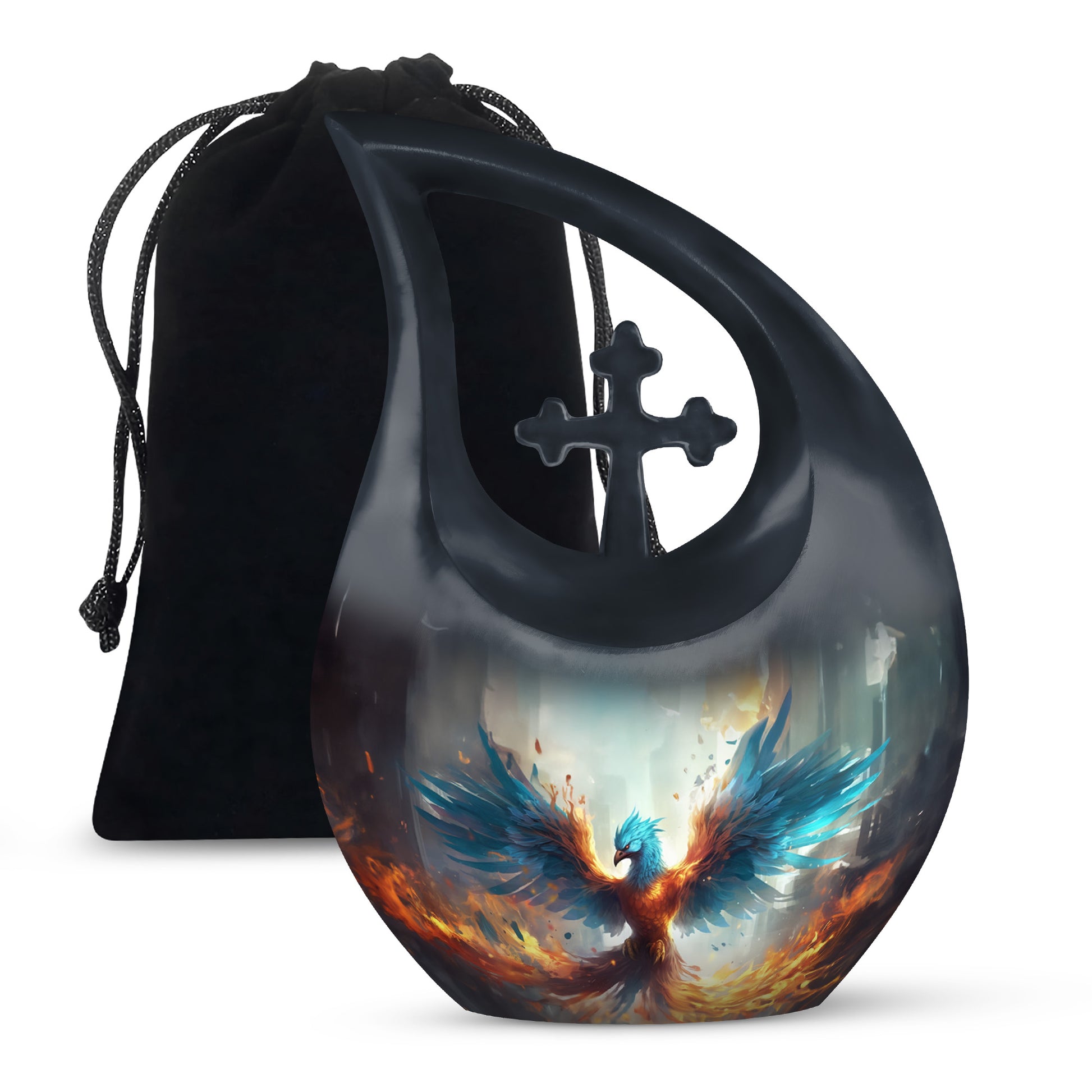 Blue Flame Phoenix Urn - Spiritual Tribute Urn for Men & Women