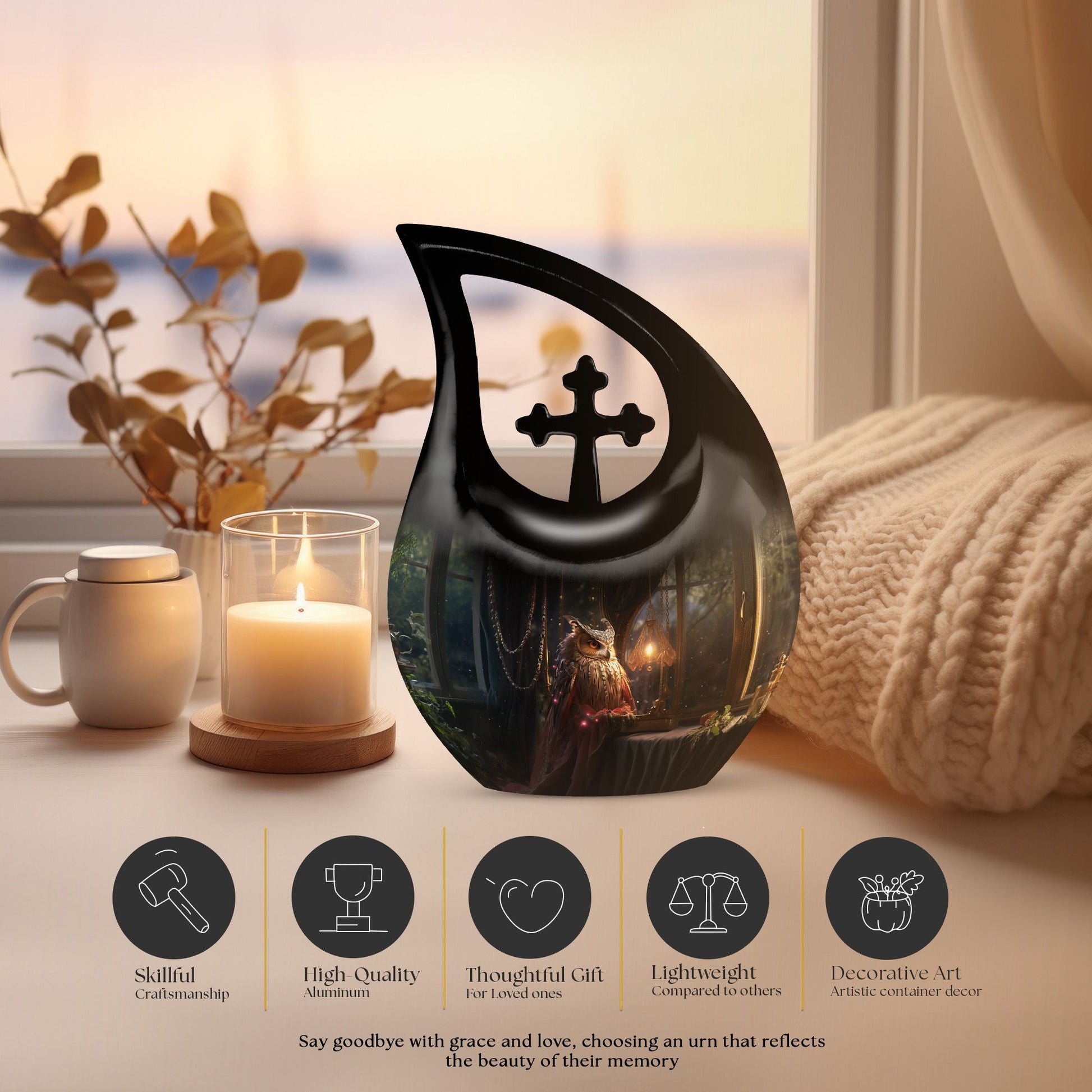 Owl Urns For Ashes - Cremation Urn For Adults