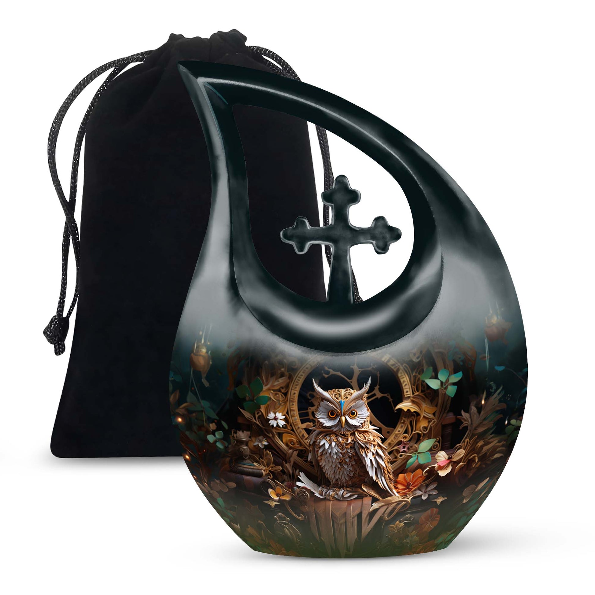 Artistic Owl Funeral Urn - Unique Cremation Urn For Burial