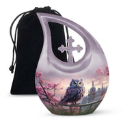 Purple Owl Cremation Urn - Elegant Memorial Urn For Human Ashes