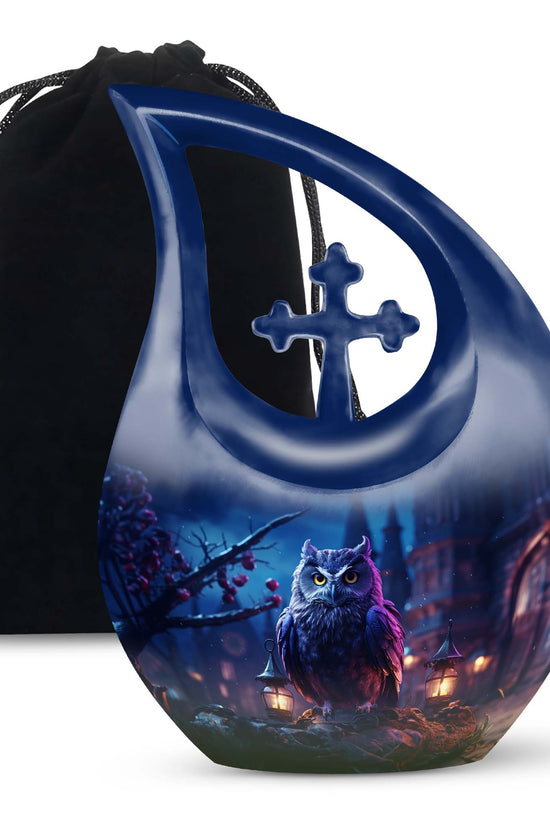 Night Owl Funeral Urn - Artistic Cremation Urn For Adult Ashes