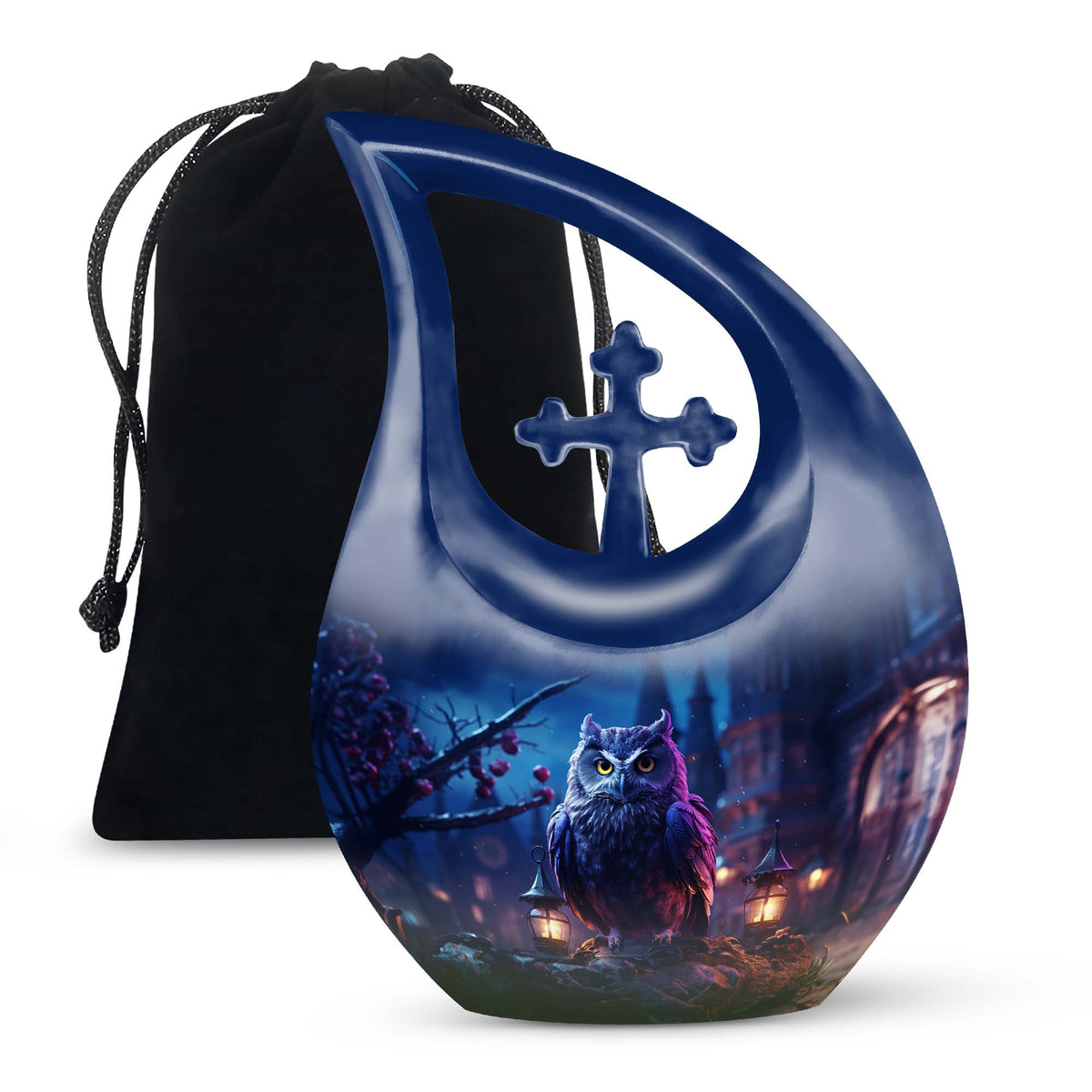 Night Owl Funeral Urn - Artistic Cremation Urn For Adult Ashes