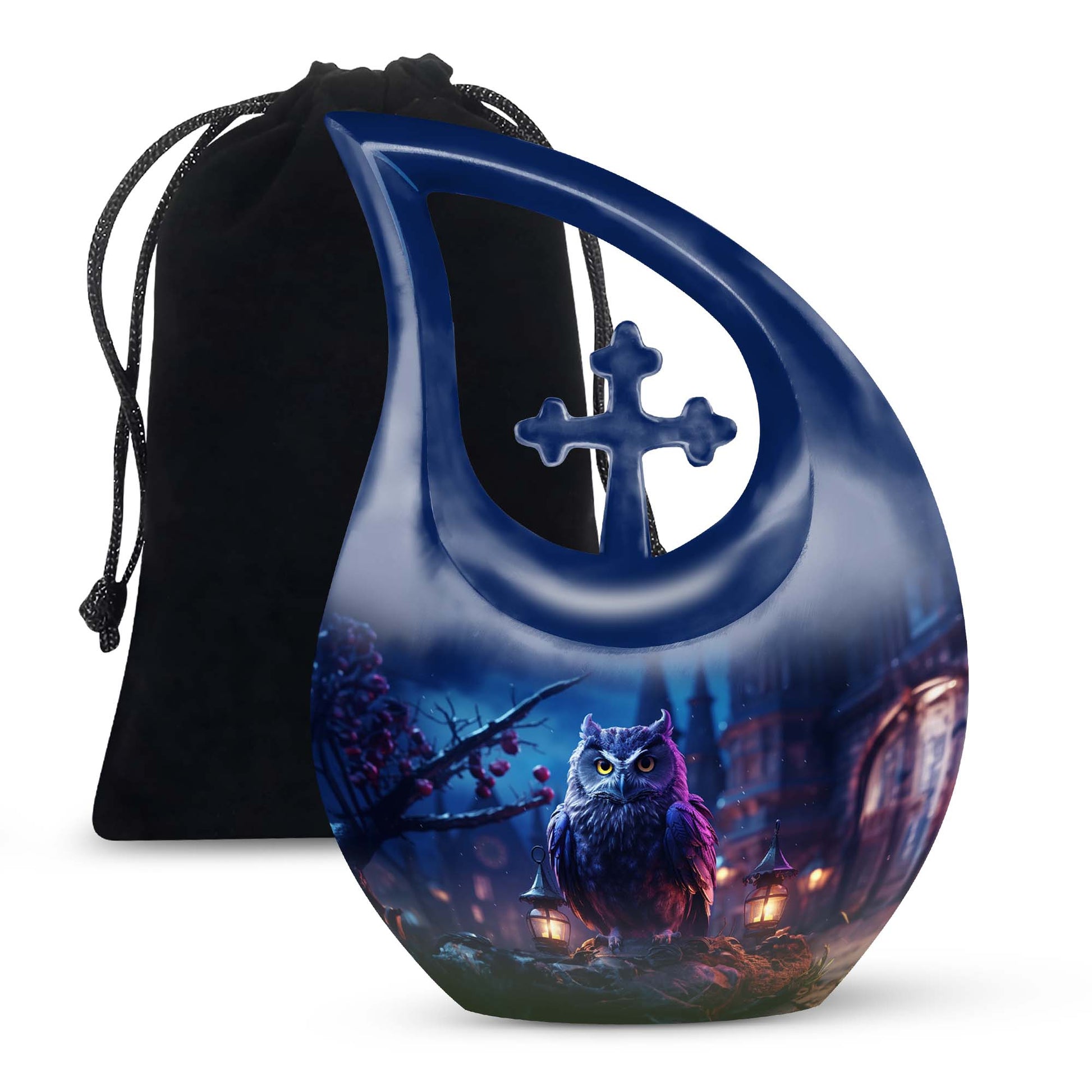 Night Owl Funeral Urn - Artistic Cremation Urn For Adult Ashes