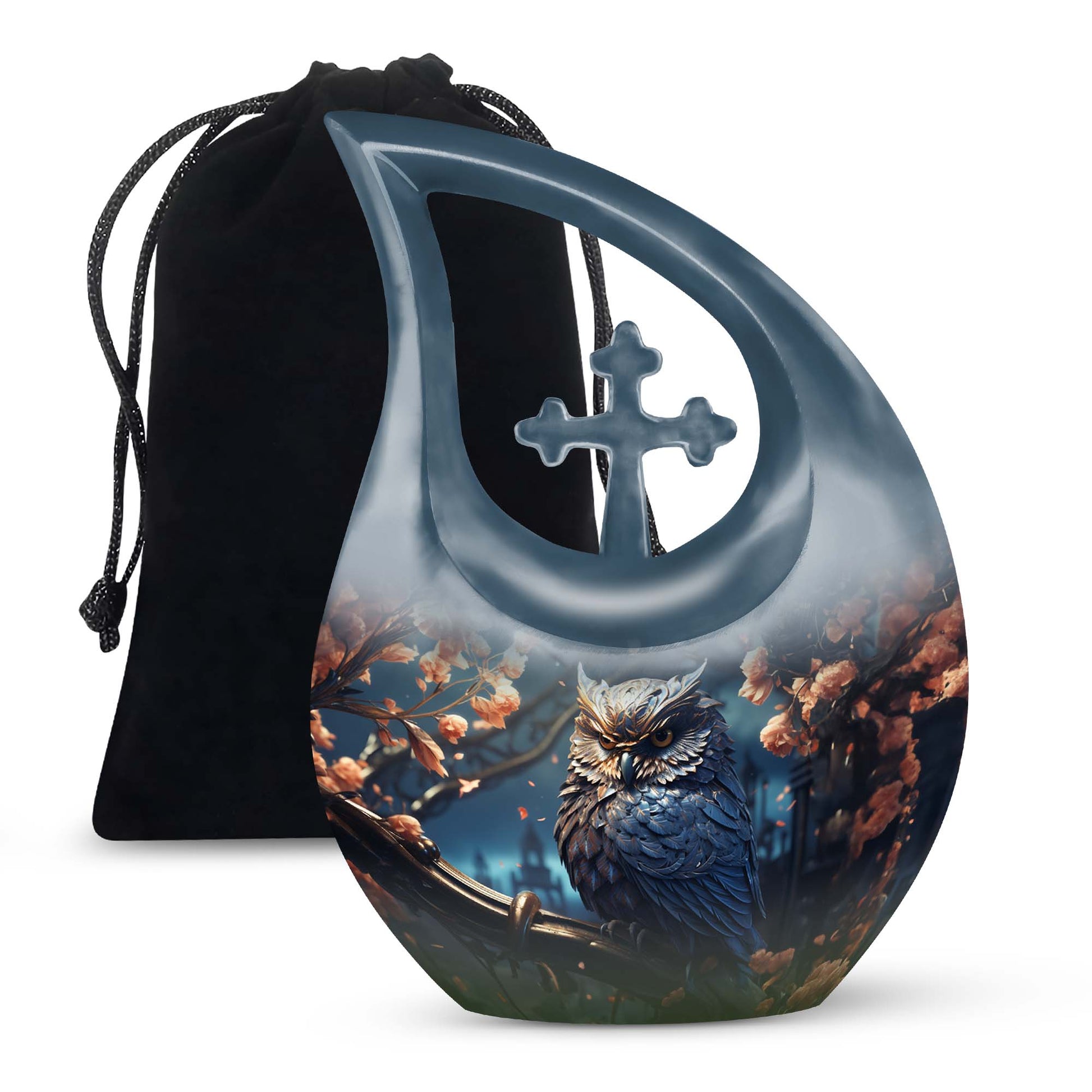 Black Owl Cremation Urn – Elegant Memorial Urn For Human Ashes