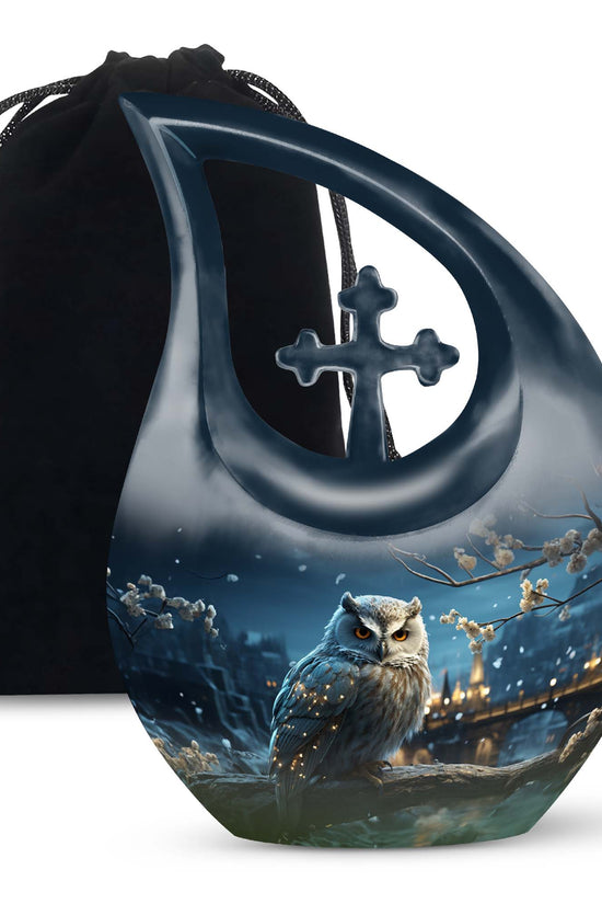 Snow Owl Cremation Urn - Elegant Funeral Urn For Human Ashes