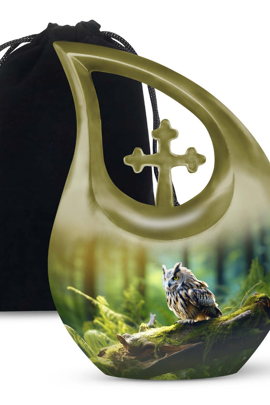 Owl Memorial Urn - Forest Cremation Urn For Human Ashes