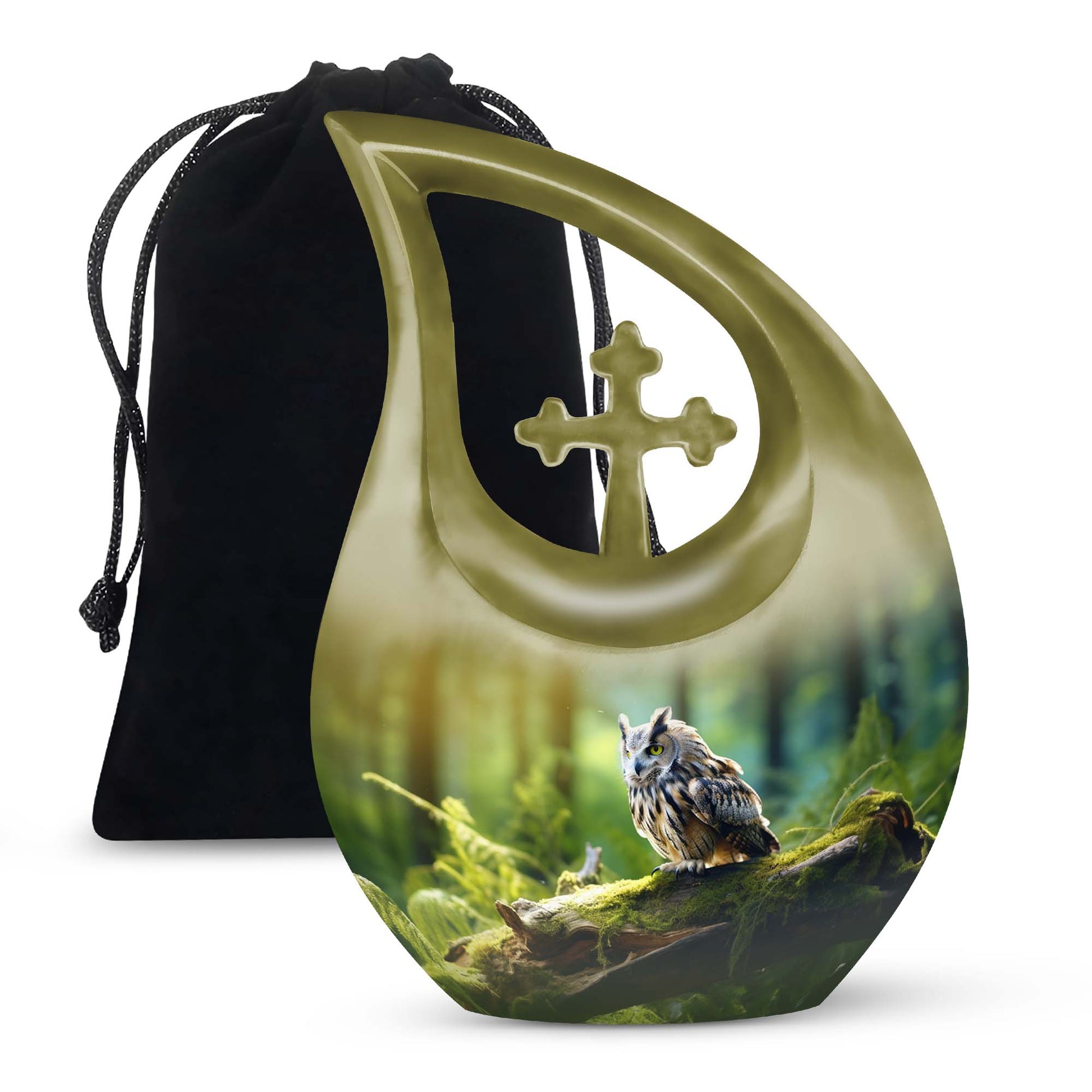 Owl Memorial Urn - Forest Cremation Urn For Human Ashes