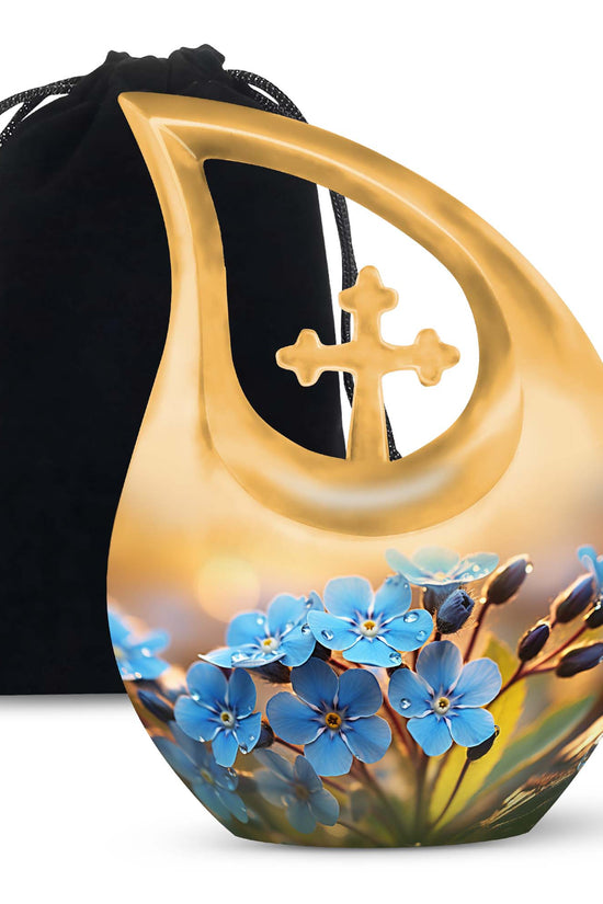 Scorpion Grass Memorial Urn - Elegant Floral Funeral Urn For Adult Ashes