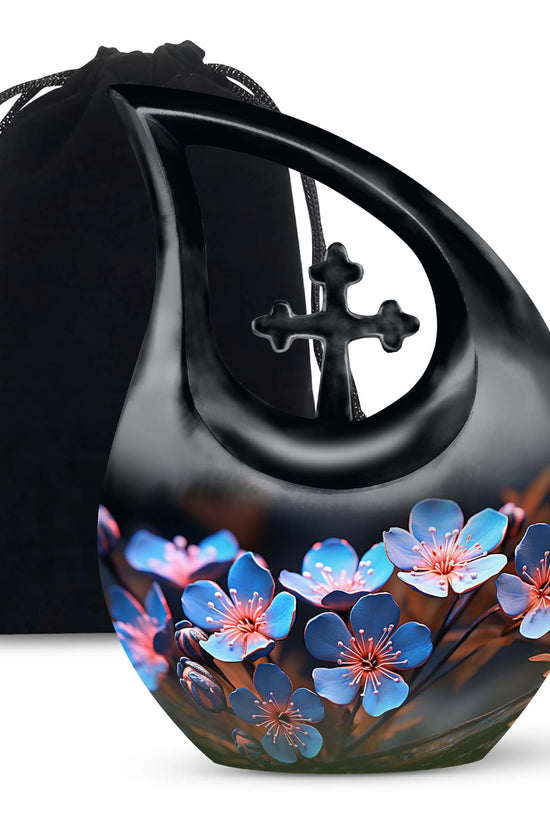Scorpion Grass Large Memorial Urn - Floral Cremation Memorial Urn