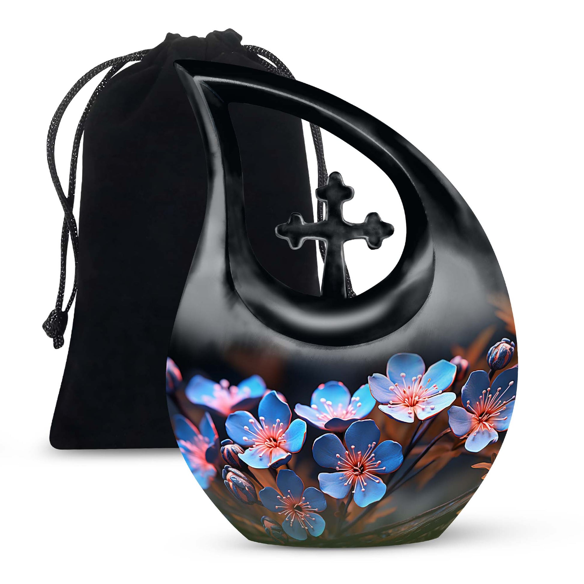 Scorpion Grass Large Memorial Urn - Floral Cremation Memorial Urn