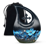 Scorpion Grass Floral Funeral Urn - Decorative Memorial Urn For Ashes
