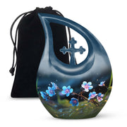 Scorpion Grass Aluminium Urn For Human Ashes - Large Floral Urn
