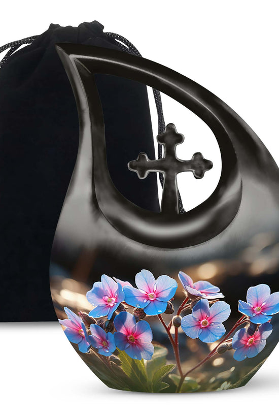 Scorpion Grass Ashes Urn - Elegant Floral Cremation Memorial Urn