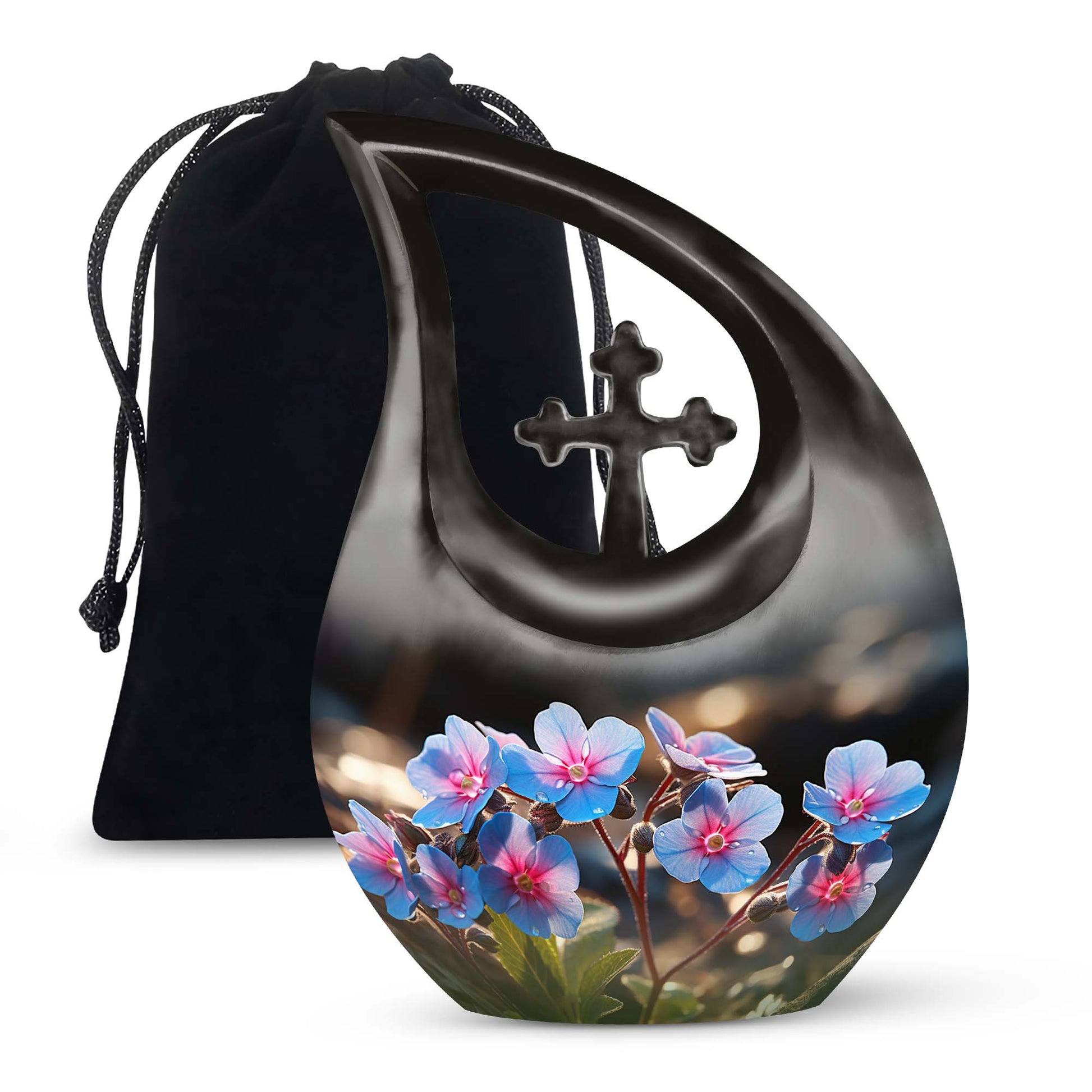 Scorpion Grass Ashes Urn - Elegant Floral Cremation Memorial Urn