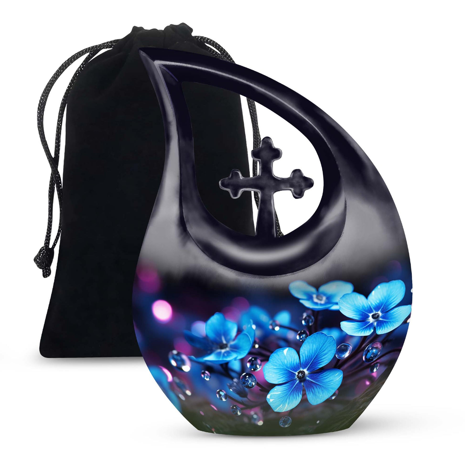 Bule Flower Memorial Urn - Premium Funeral Urn For Human Ashes