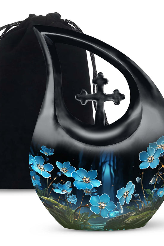Blue Scorpion Grass Memorial Urn - Artistic Funeral Urn For Adult Ashes