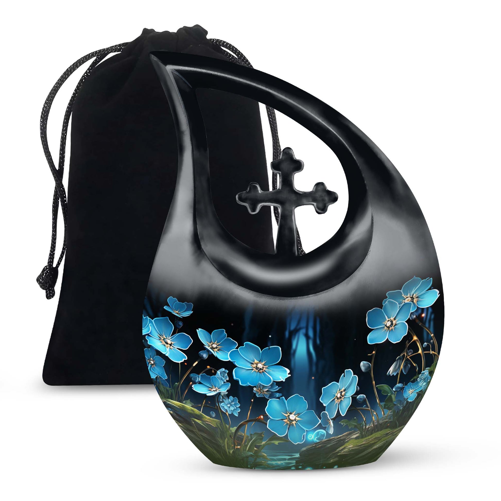 Blue Scorpion Grass Memorial Urn - Artistic Funeral Urn For Adult Ashes