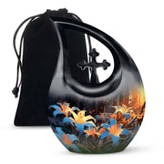 Floral Lily Memorial Urn - Cremation Urn For Human Ashes