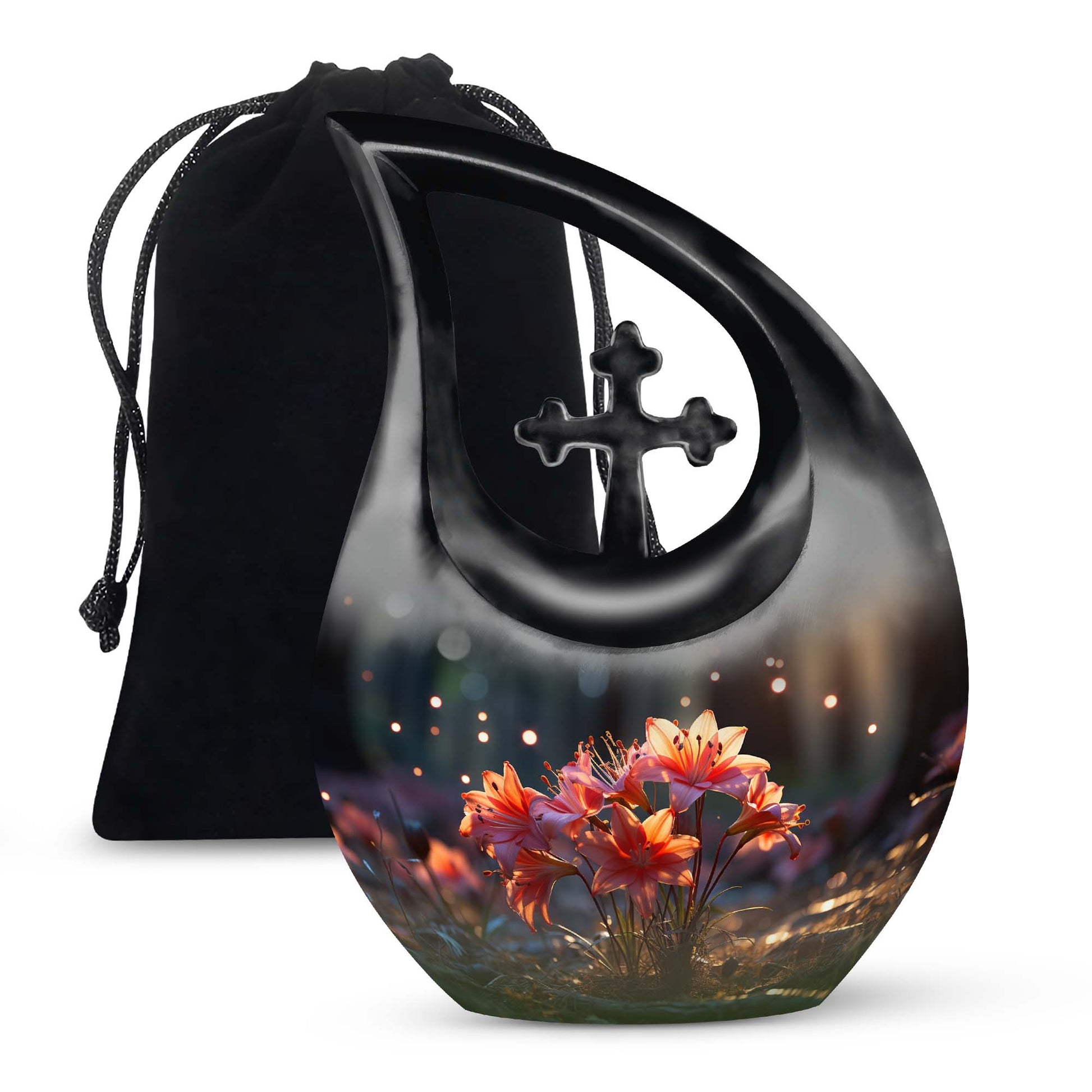 Pretty Lily Cremation Urn - Aluminium Funeral Urn For Loved Ones