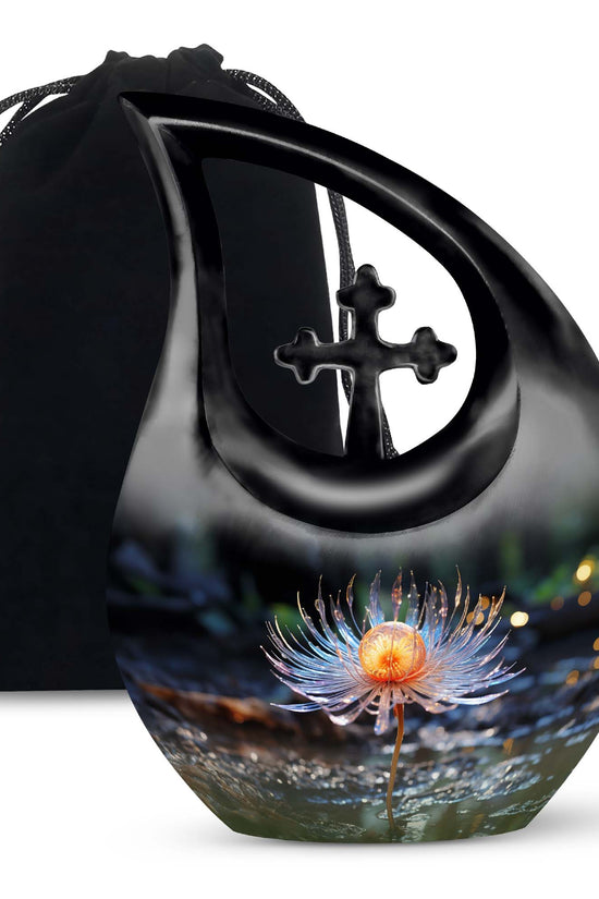 Flower Floral Memorial Urn - Large Funeral Urn For Adult Ashes