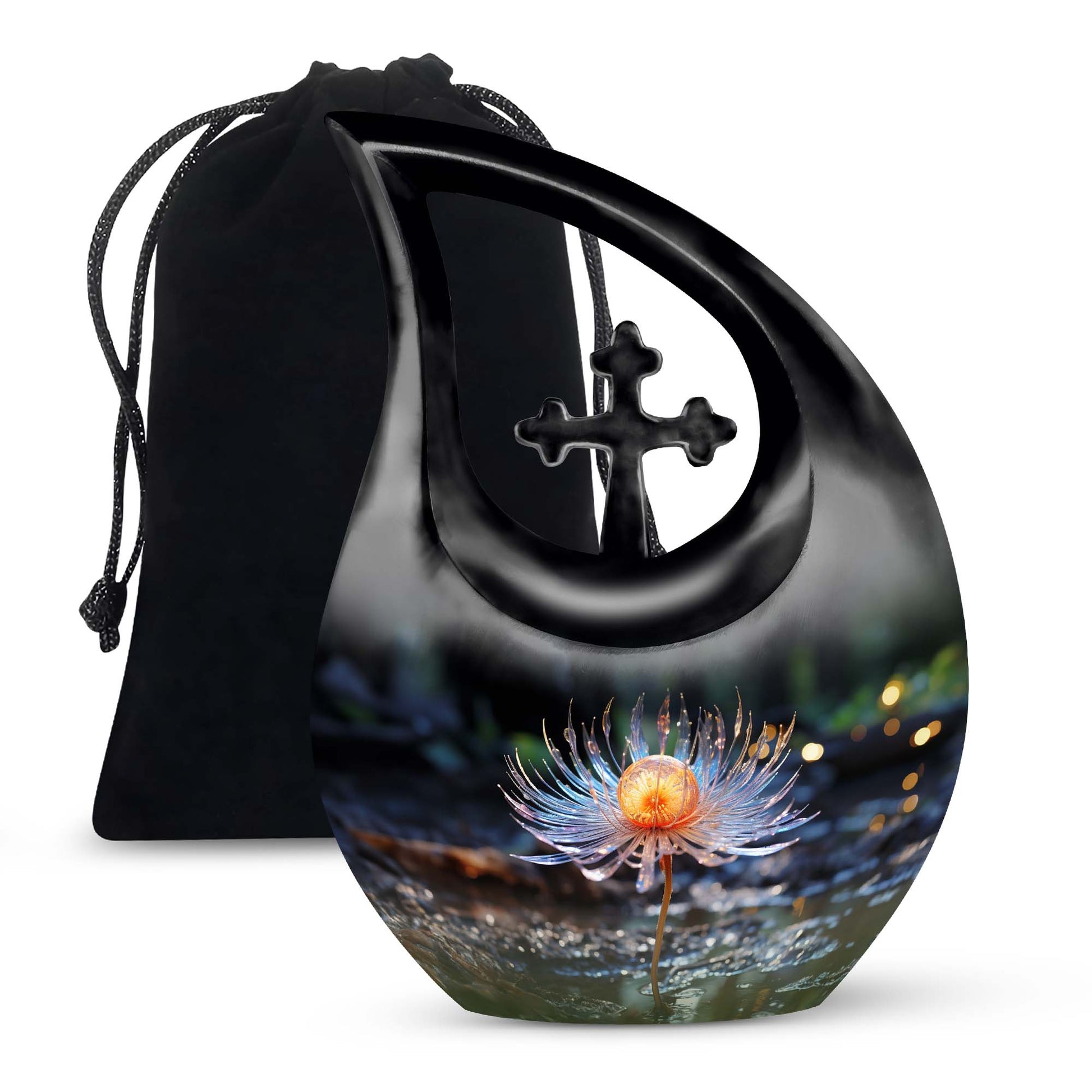 Flower Floral Memorial Urn - Large Funeral Urn For Adult Ashes