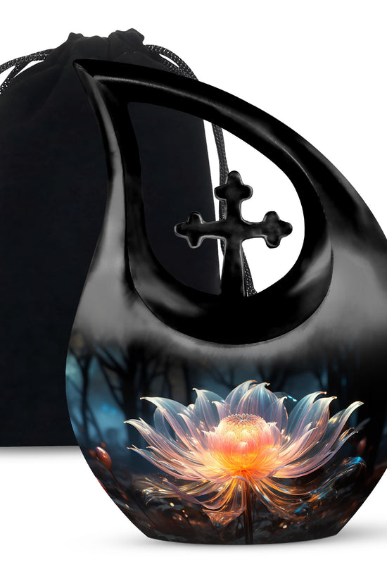 Lily Forest Theme Cremation Urn - Aluminium Funeral Urn For Loved Ones